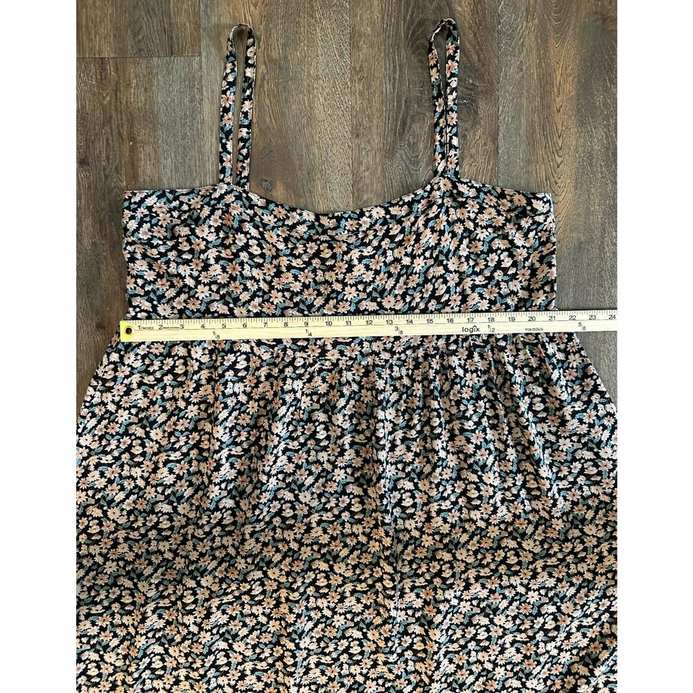 Natural Life Black Peach Floral Maxi Dress L/XL Square Neck Boho Cottagecore - Picture 10 of 16